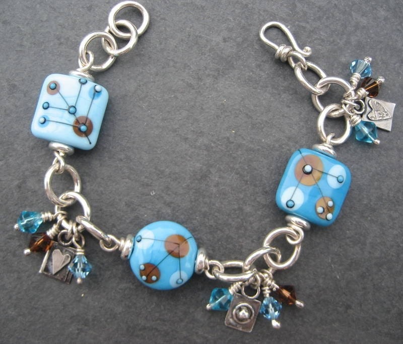 Sale Blue Beads Charm Bracelet