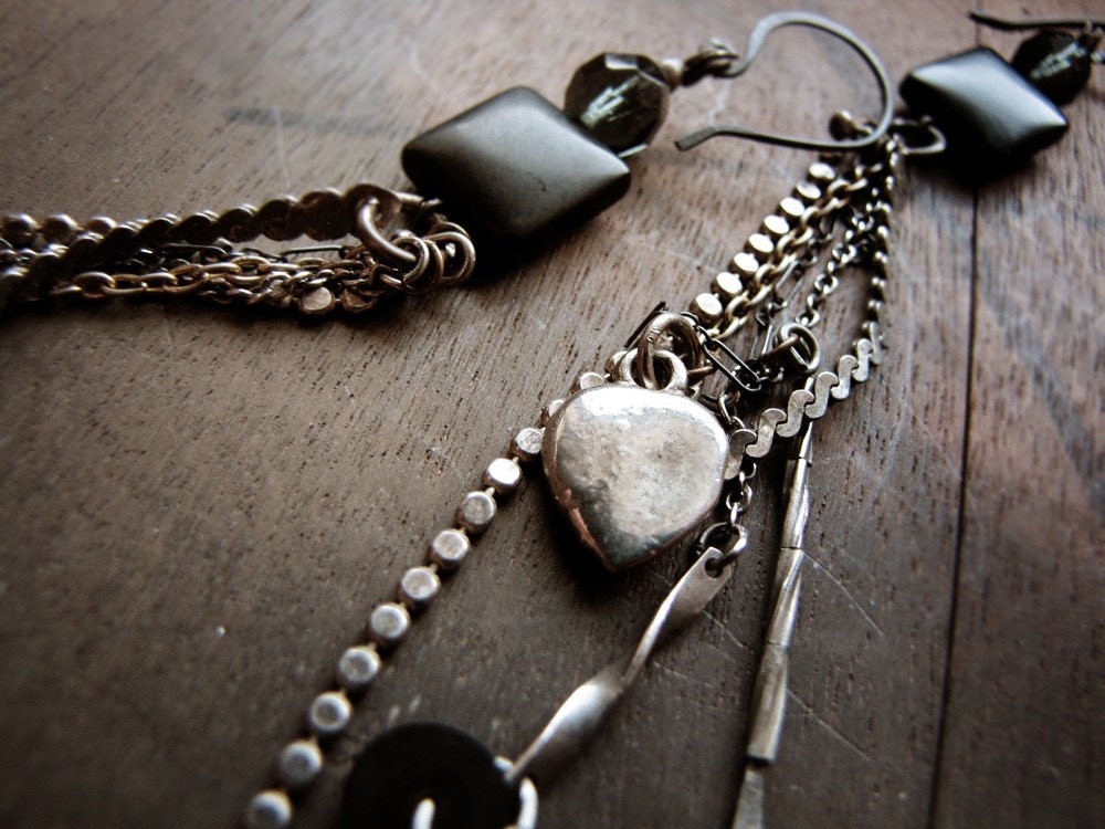 love is a battlefield - salvage earrings with black onyx