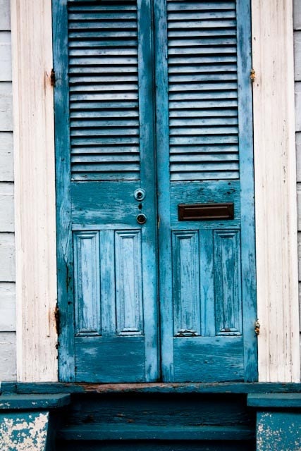 IN STOCK Blue Doors in the French Quarter 12x12 Photograph on Canvas