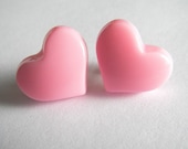 Girlie pink heart stud earrings