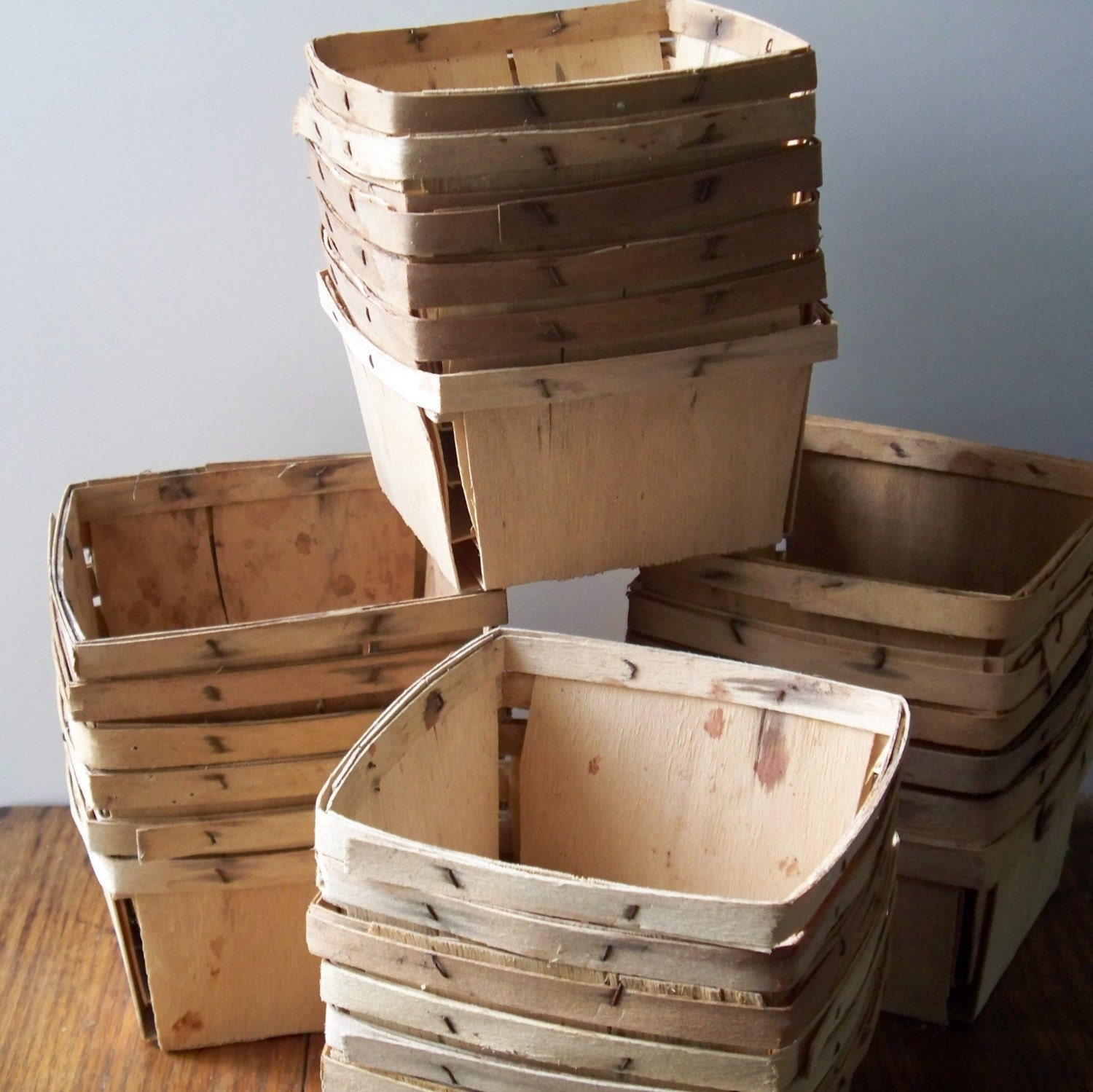 Half Dozen Vintage Wood Berry Baskets