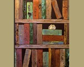 Original Large Abstract Books Painting With Book Birds