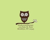 Custom Owl in Branch Address Rubber Stamp - C217