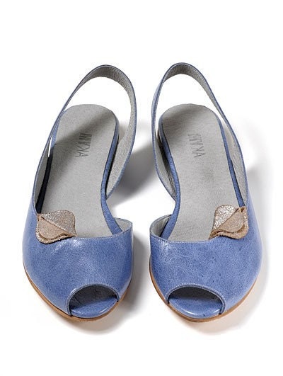 Light Blue Flat Sandals -  Virginia