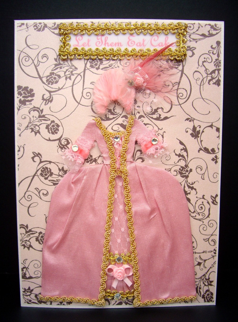 Marie Antoinette Personalised Dress Card / Let Them Eat Cake / Handmade Greeting Card