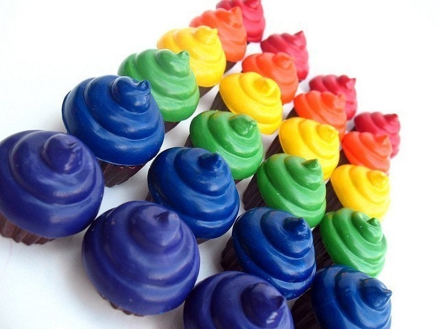 Recycled Crayon Cupcakes  - Set of 6 PICK YOUR COLORS
