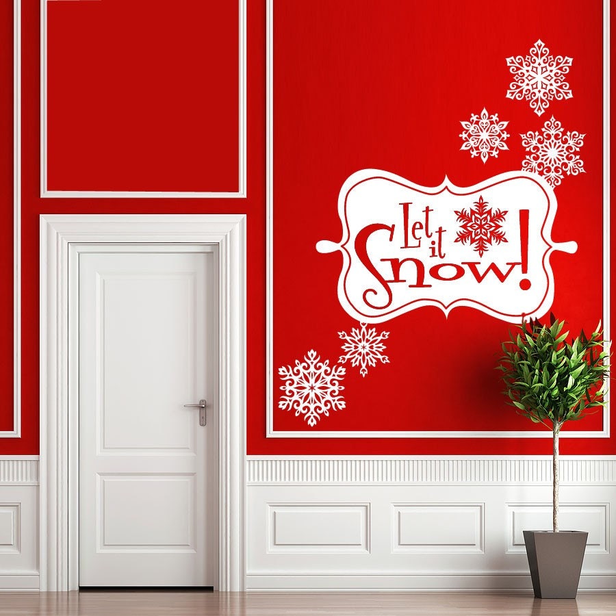 Vinyl Wall Decal Sticker Art - Whimsical Let it Snow - Christmas Decoration