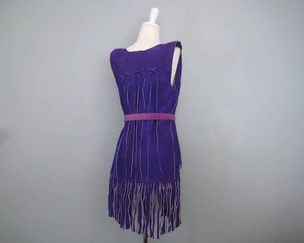 vintage HIPPIE purple fringe WOODSTOCK vest . M