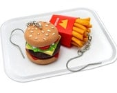 Fast 
Food Earrings - Mini fries and burger made from polymer clay