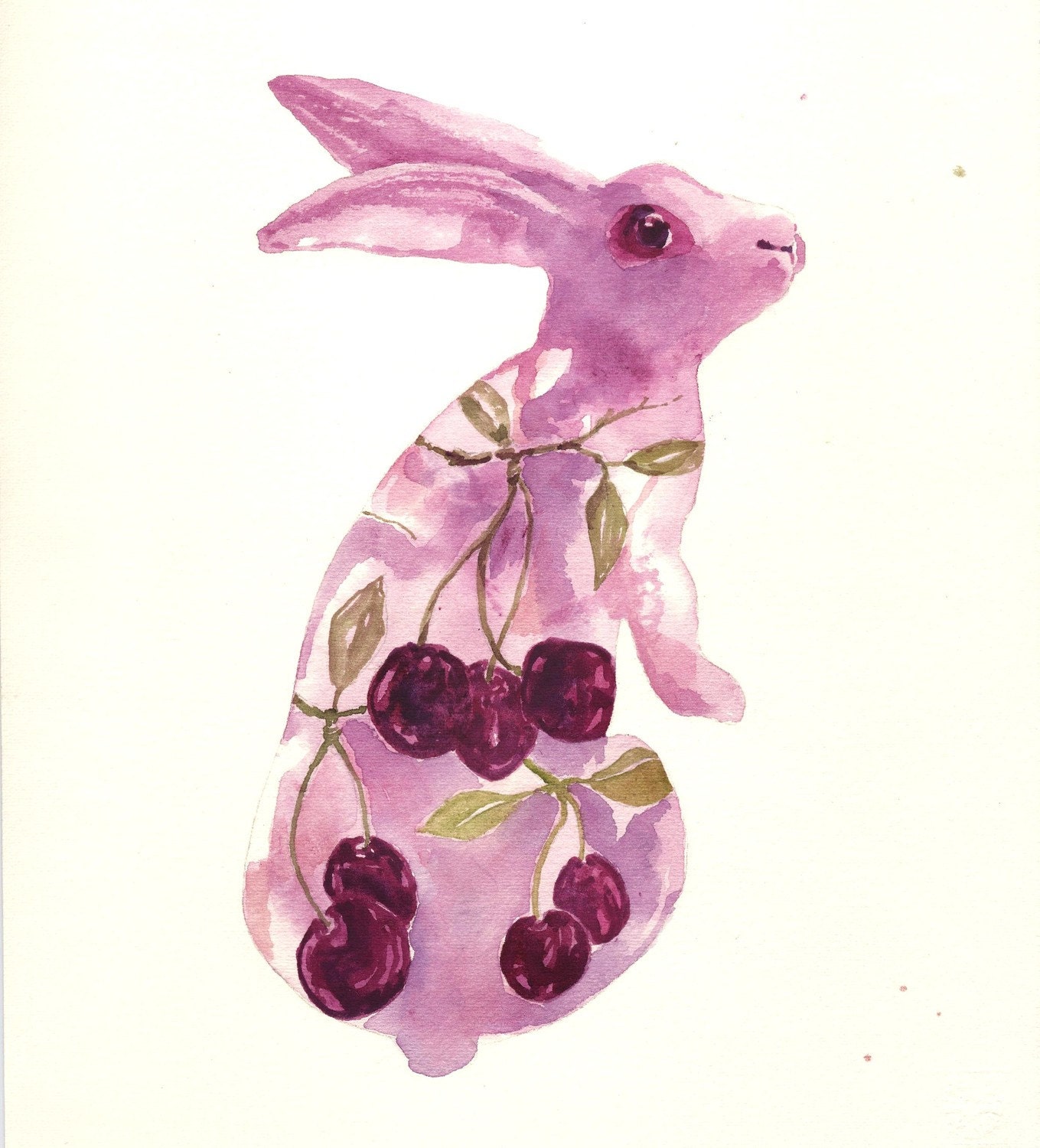 BUNNY Art -  Black Cherry Bunny Fine Art Print 8x10 - BUY today SHIP today