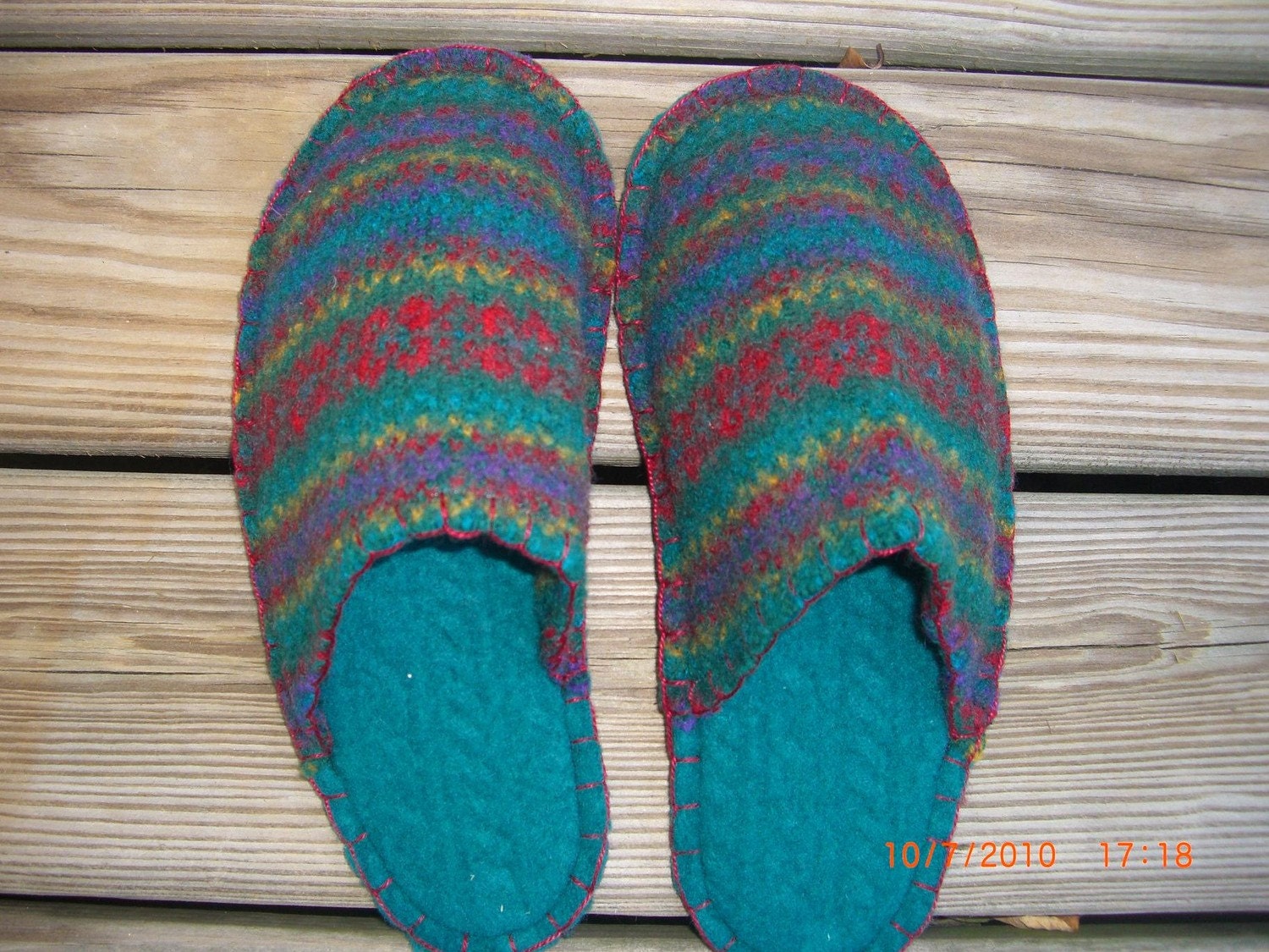 Recycled Felted Wool Slippers womans size small (6-8)  Mens size  (5-7)