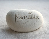 Namaste pebble - engraved white beach pebble by sjEngraving