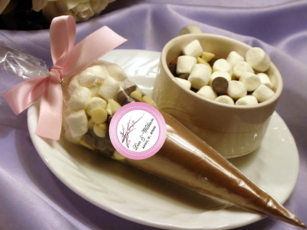 CHERRY BLOSSOM hot cocoa cone favors baby shower bridal shower birthday wedding