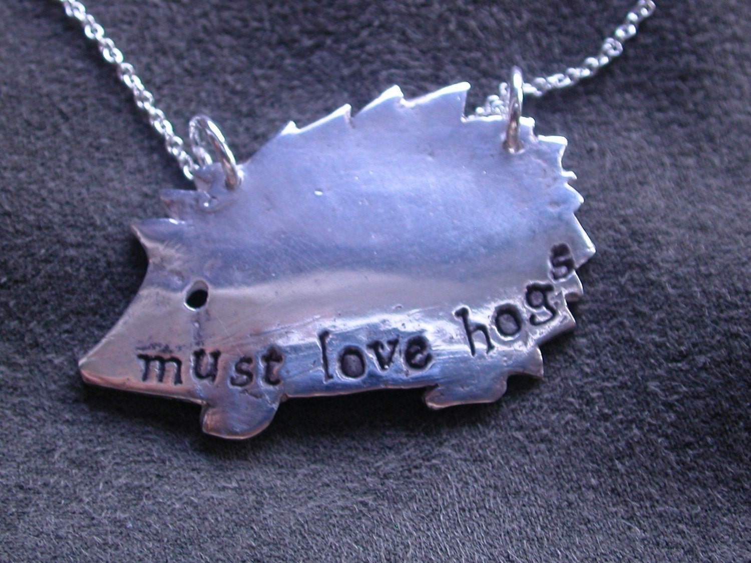 Must Love Hogs Fine Silver Necklace