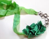 Flora Chain Necklace - Green Silk and Linen