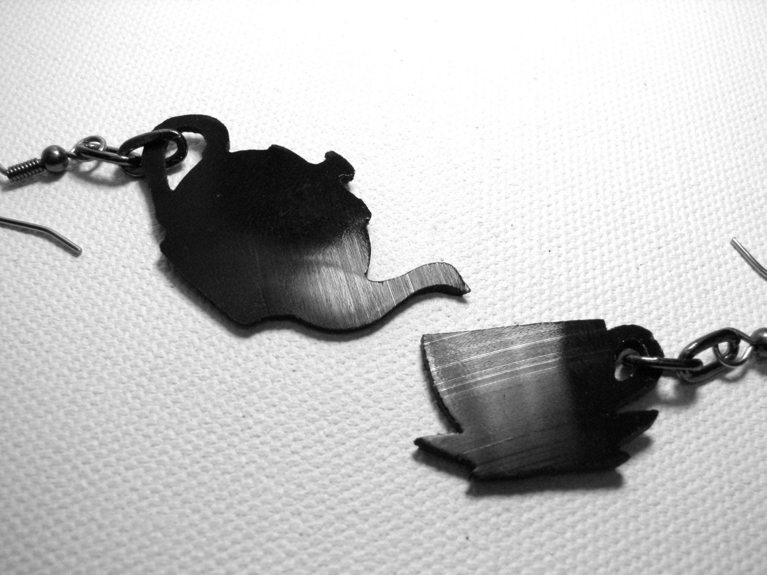Tea For One Earrings Recycled Record Silhouettes