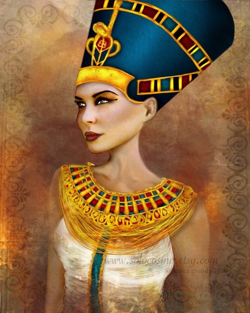 Nefertiti Portrait Medium Sized Premium Giclee Fine Art Print