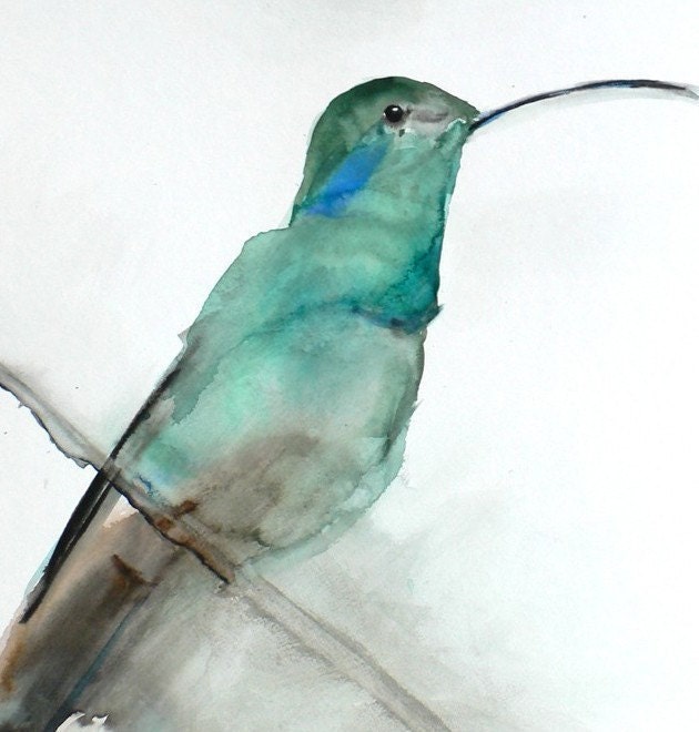 August - Limited Edition - 8 x 10 Giclee Print - Hummingbird Bird Watercolor Print
