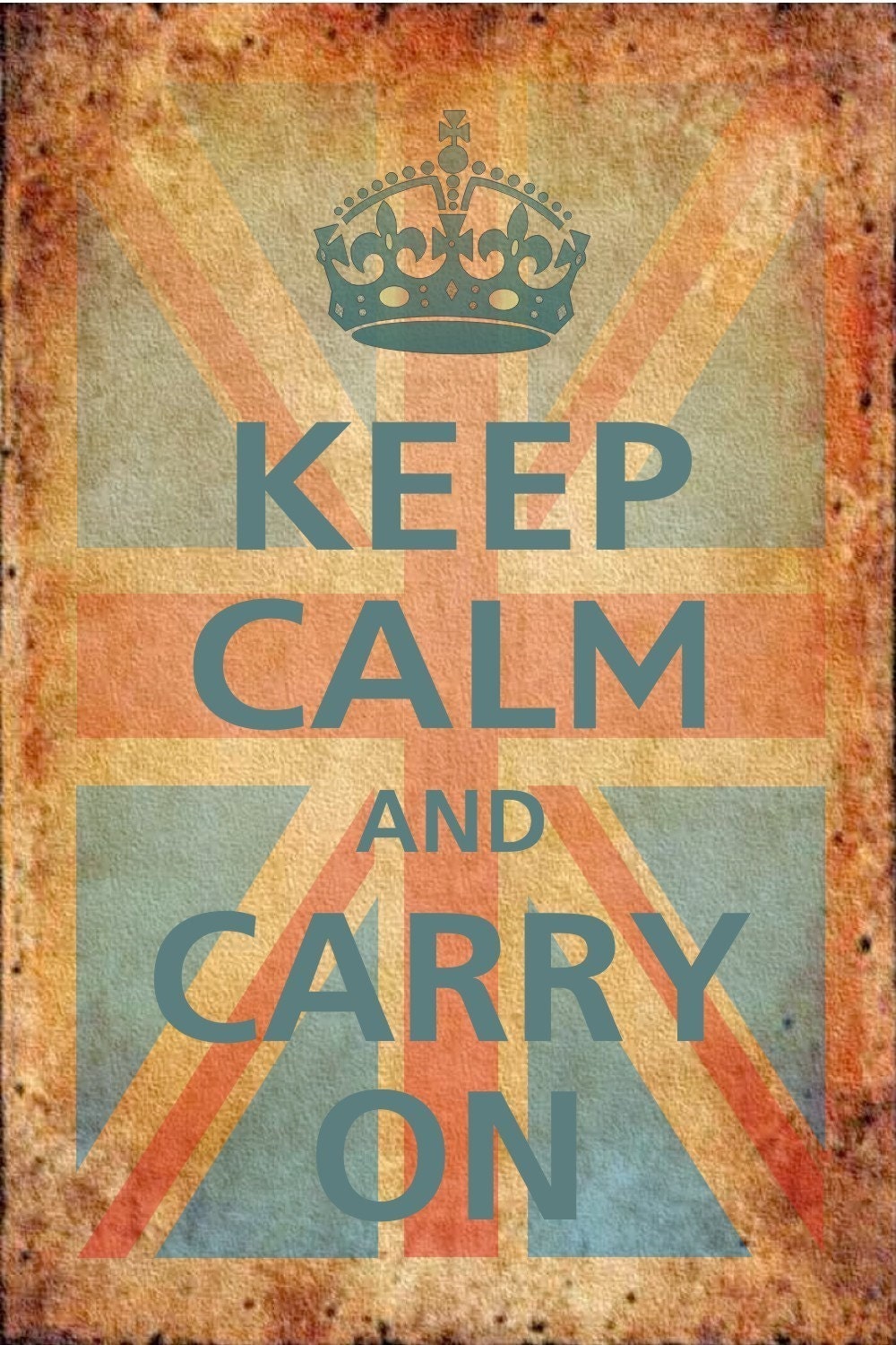KEEP CALM AND CARRY ON 13x19 Poster (BRITISH FLAG) with FREE 11x14