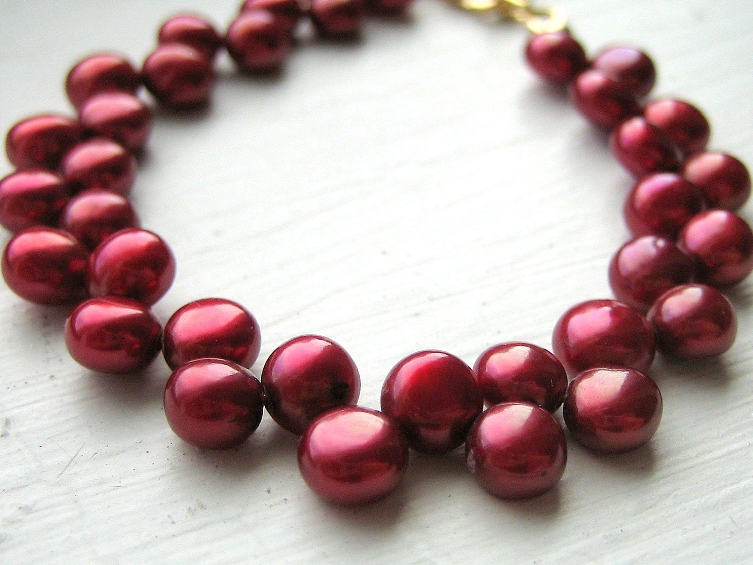 Cranberry Red Zig Zag Pearl Bracelet