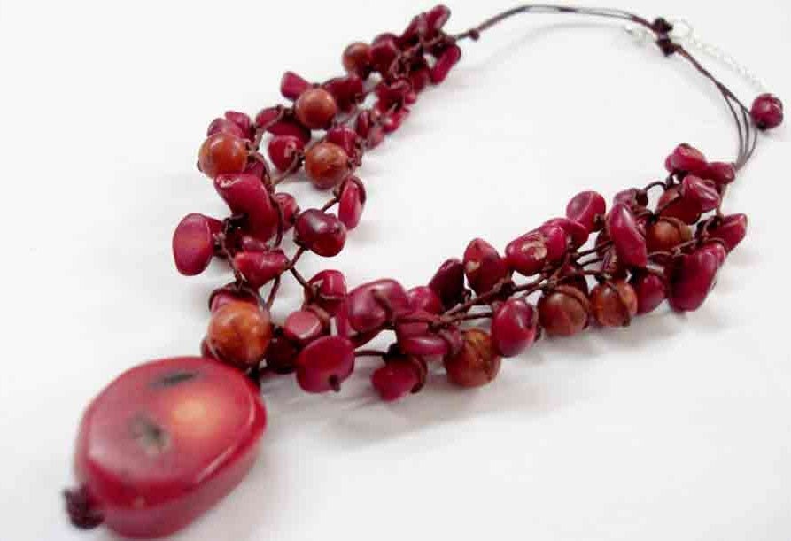 Red Coral Necklace With Waxed Cotton