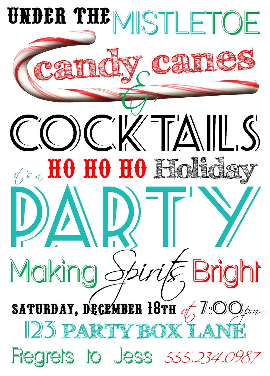 HO HO HO Holiday Cocktail Party Invites (30 Printed Invites)
