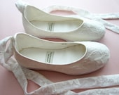 Eco-chic Handmade Vegan Bridal Ballet Flats with Lace - 902L