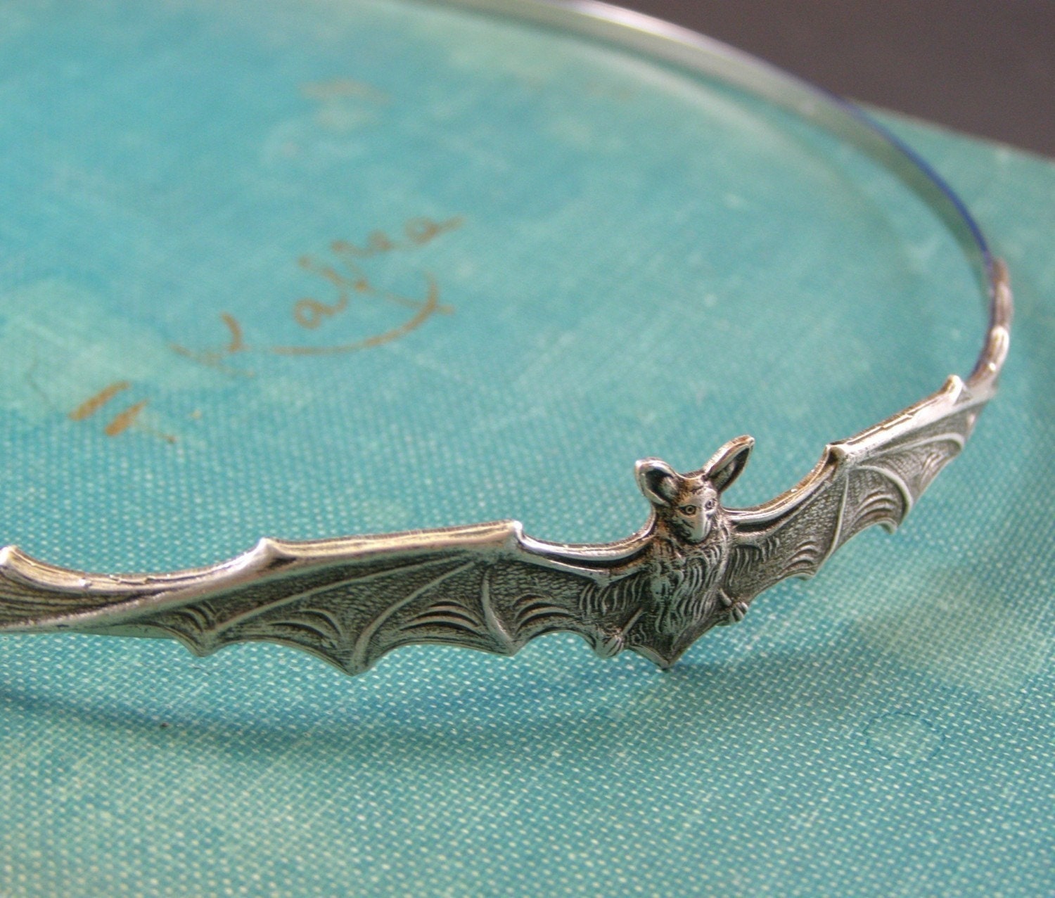 Bat headband vampire silver
