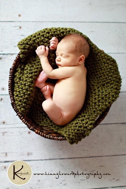 Moss Chunky Knit Mini Blankets  Jeweltones Available Great Photo Props