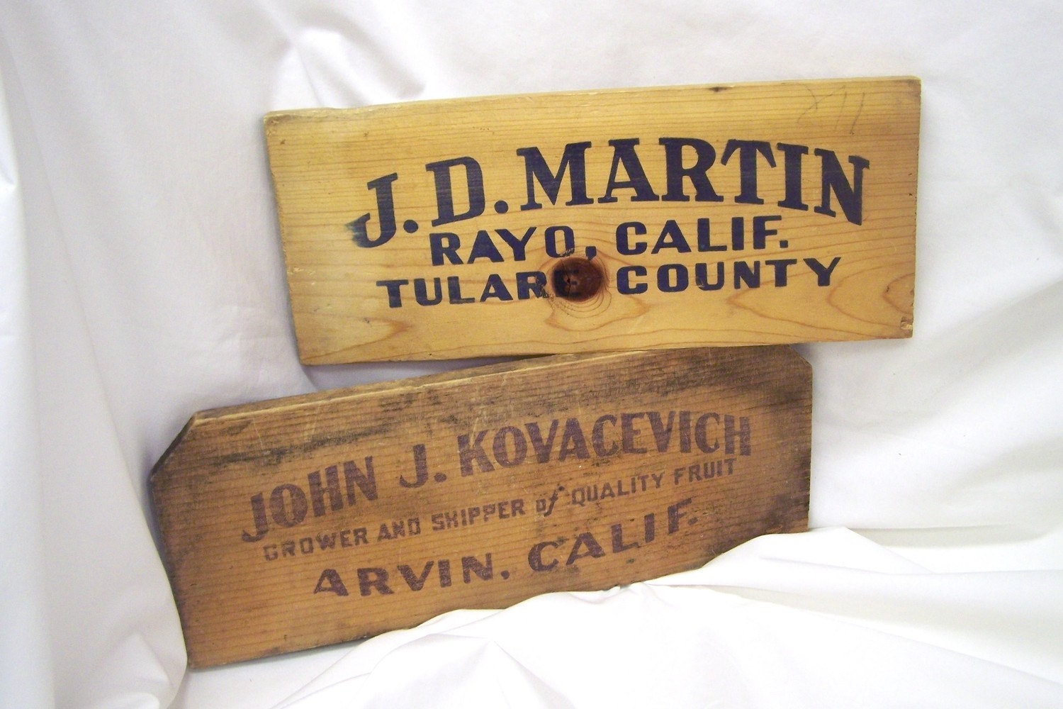 2 
Vintage California Wood Food/Fruit Crate Pieces Great Home Decor