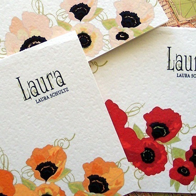 The Poppy Collection - Personalized Set of 12 Notecards