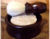 A 
Classic Shaving Set with Moisturizing Shave Soap, Boar Bristle Brush and
 Wood Shaving Bowl by MAN CAVE SOAPWORKS