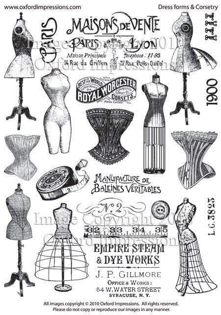 Dress Forms and Corsetry Rubber Stamp Collection