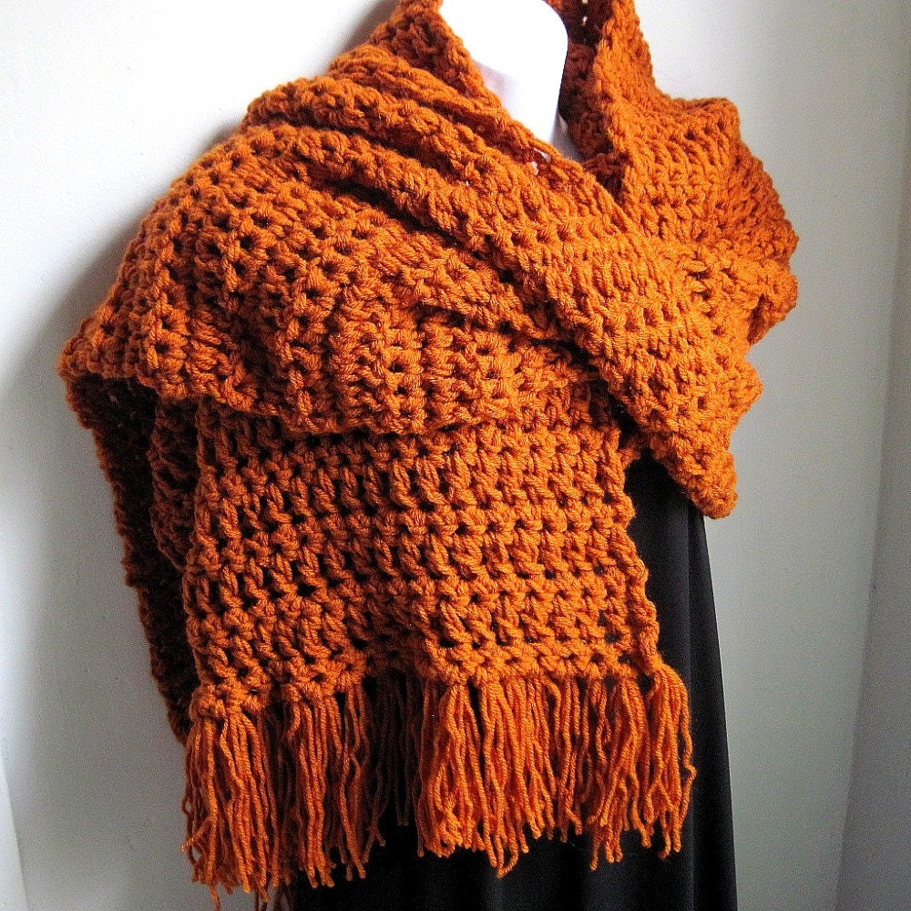 Wrap, Rust Burnt Orange Scarf, EXTRA Long and Wide