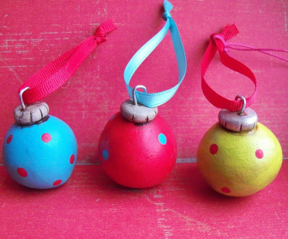 Multi
 Colored Christmas Ball Ornament TRIO-READY TO SHIP