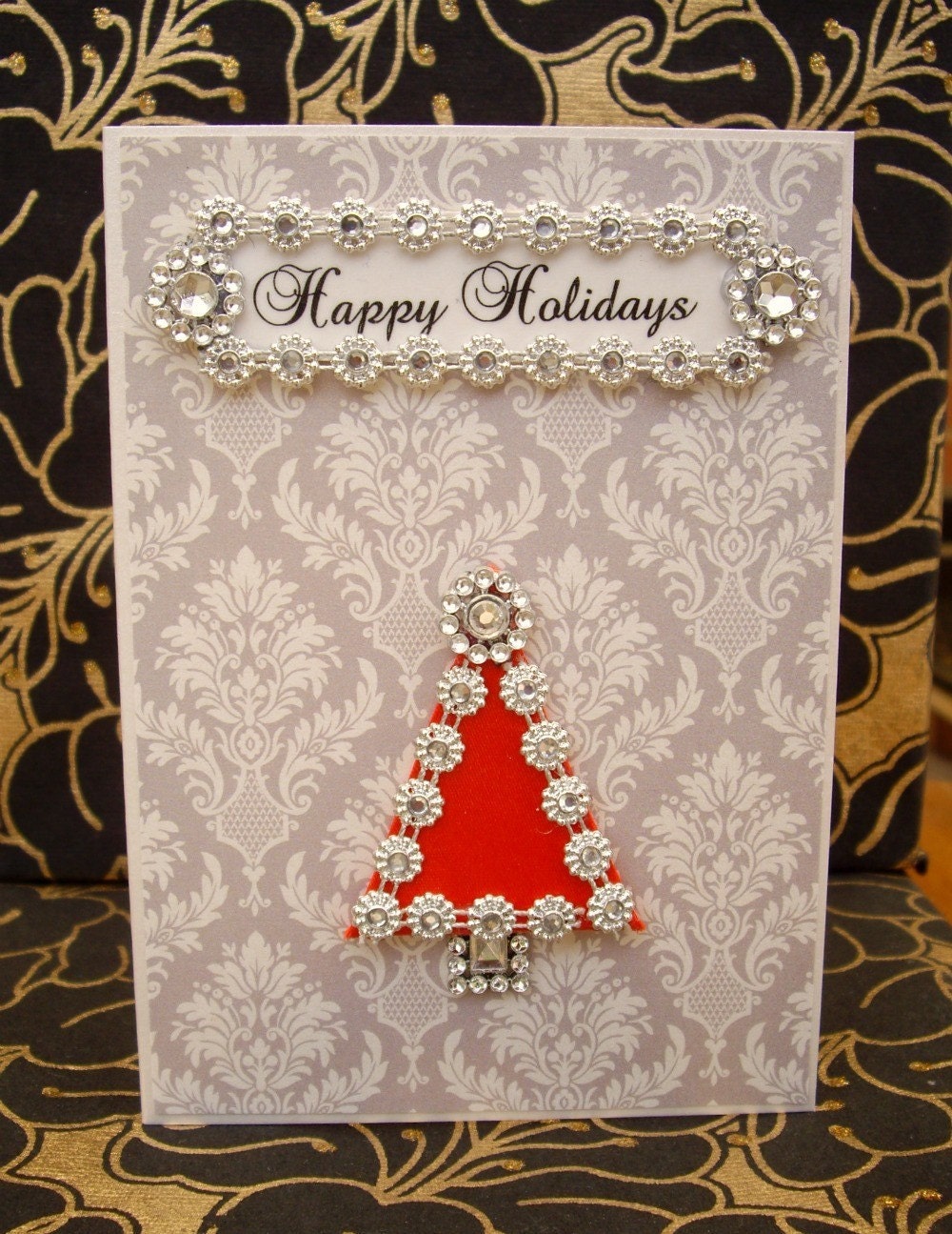 SALE Happy Holidays Tree Card / Handmade Greeting Card