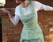 Turquoise Retro Amy Butler Apron - Flirty Everyday Housewife Apron