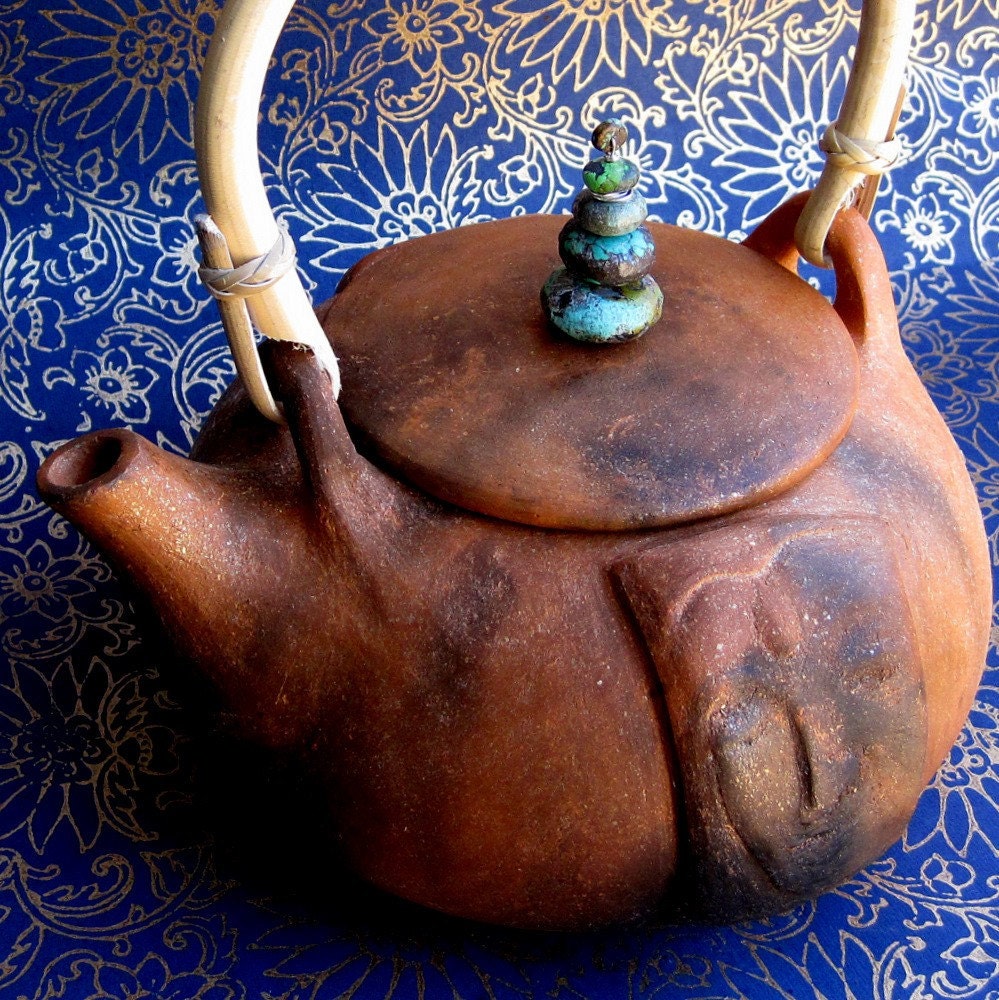 Buddha Teapot with Turquoise Cairn