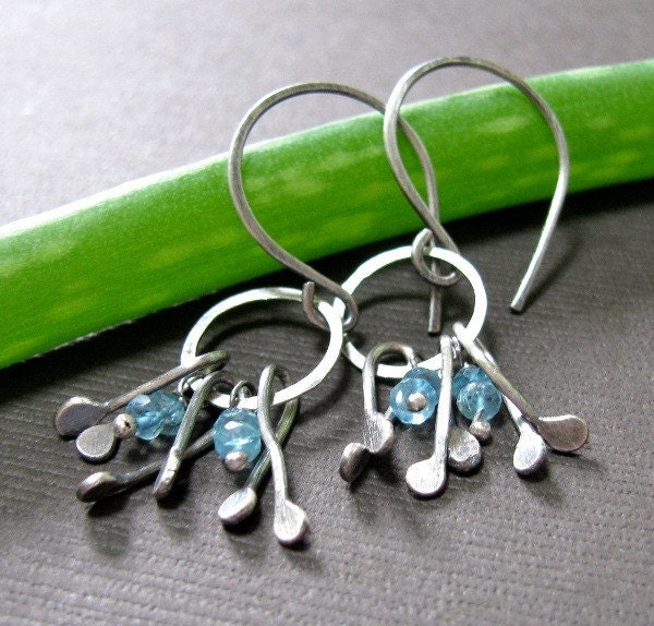 Blue Topaz and Sterling Silver - Faded Denim Earrings