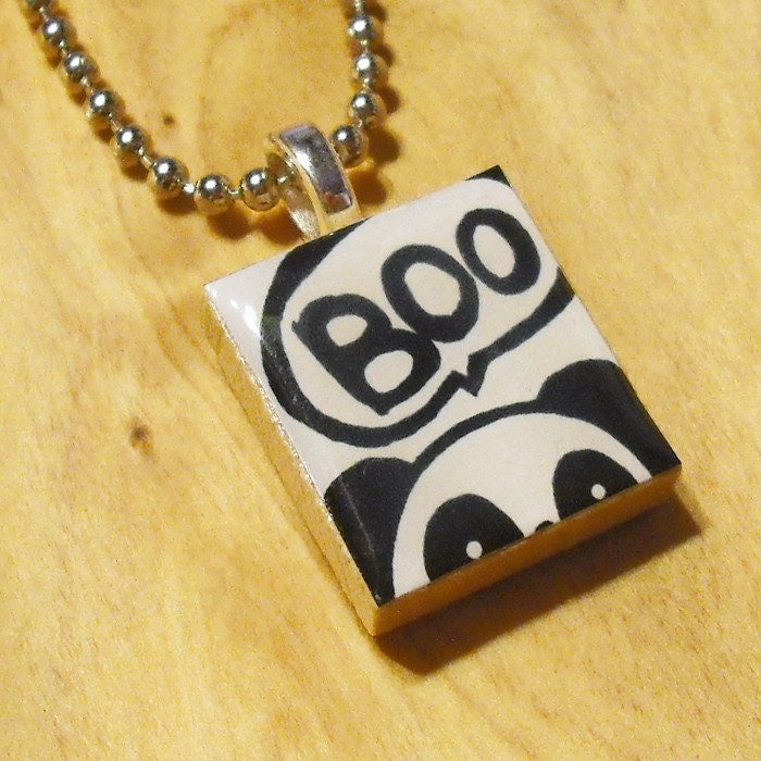 Peak-A-Boo Panda Scrabble Tile Necklace