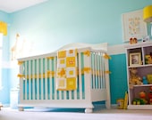 3 Piece Crib Set - SKIRT, SHEET and BUMPER with piping