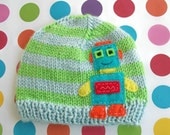 SKY 
LIME   ROBOTO  Beanie Newborn Size- Made to order