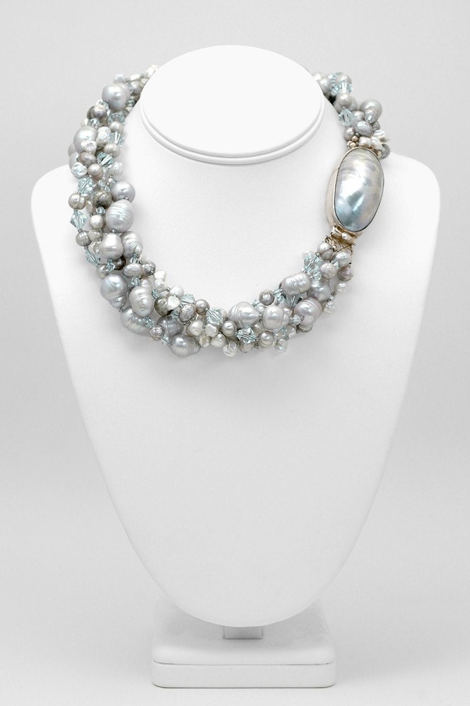 Icicle Crystal Grey Holiday Necklace