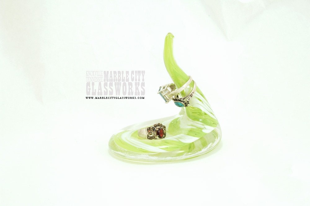 Lime Blown Glass Ring Holder
