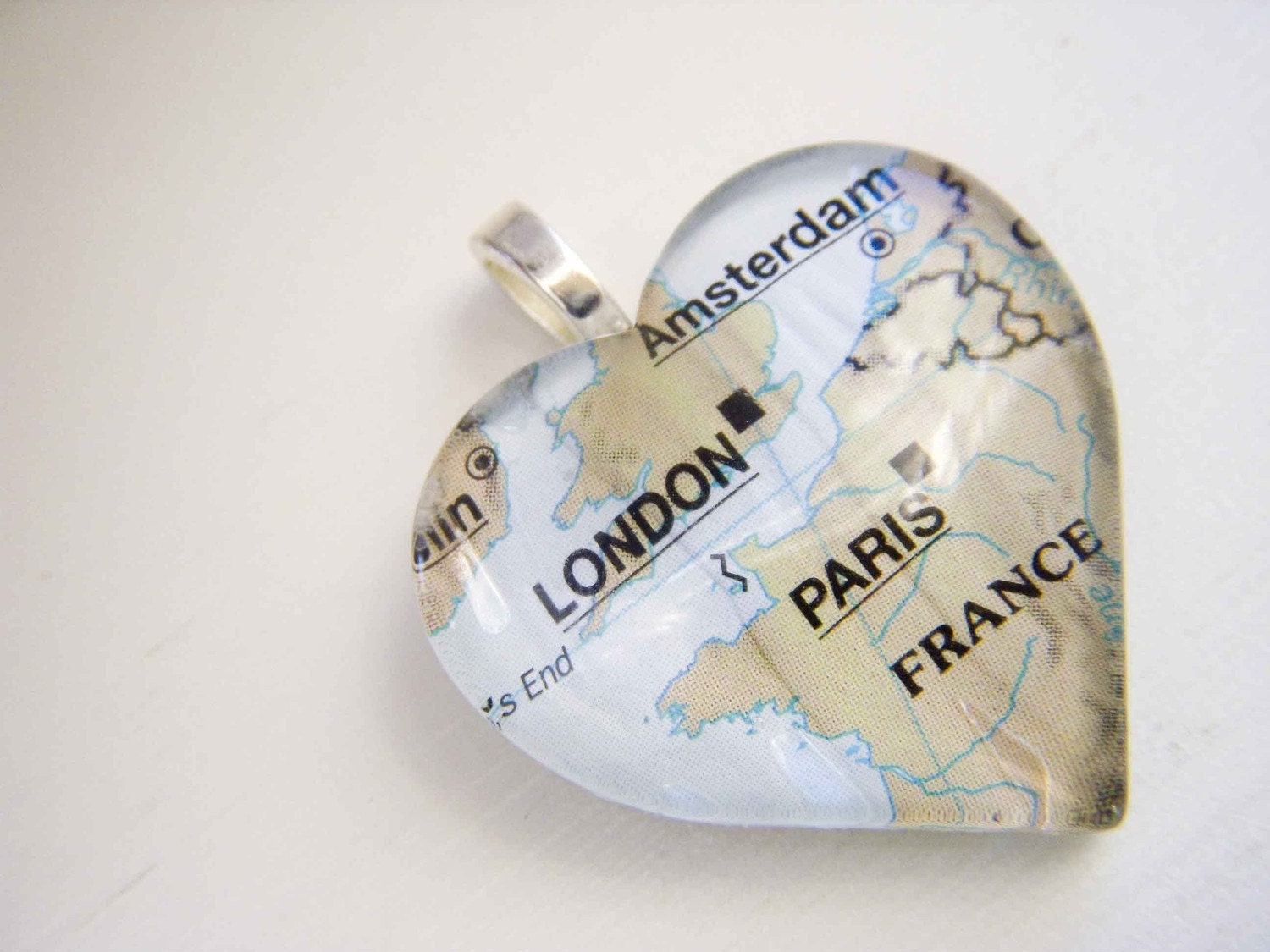 London Paris France Amsterdam Honeymoon Adventure Journey Glass Tile Pendant Necklace Ready to Ship Today