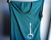 Banjo Womens Tank - Sleeveless Rainforest Green TShirt -  Screen printed in White Ink - Size Extra Large