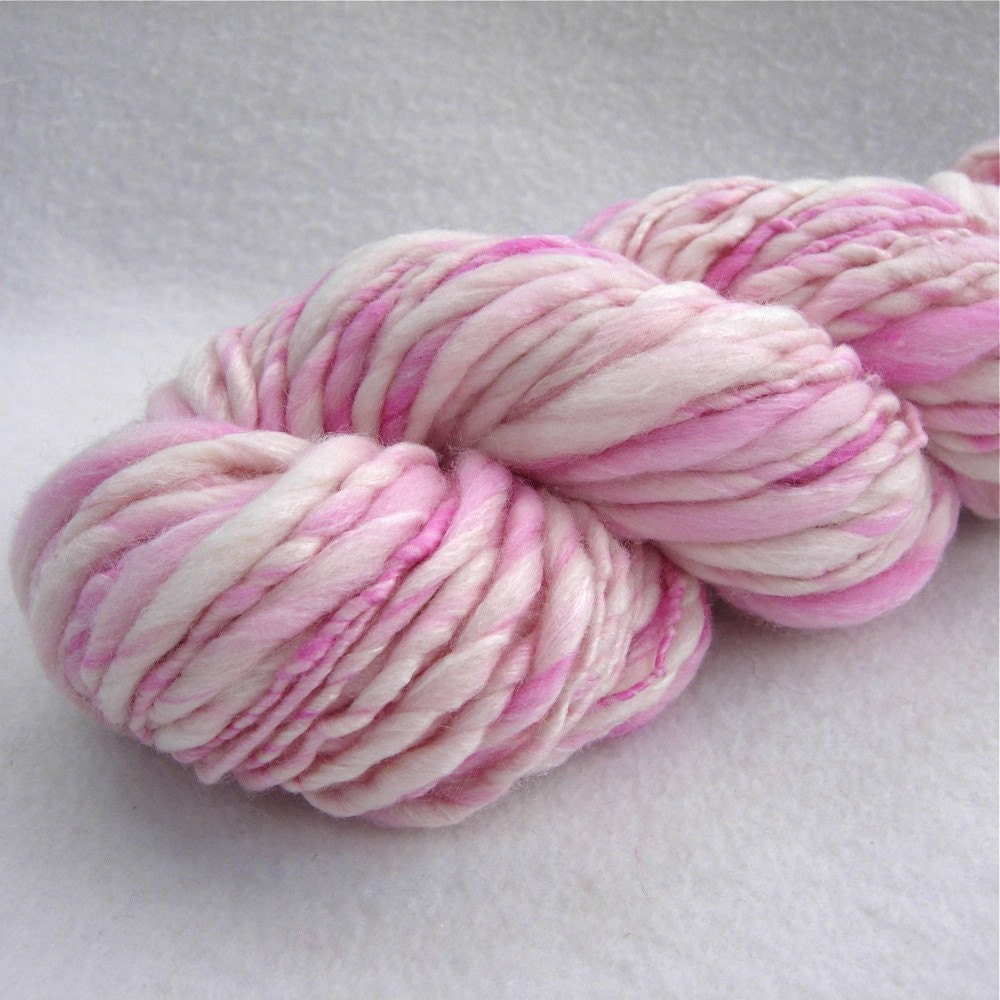 Rose 
Petal Kisses- 92 yards Super Bulky Thick and Thin Handspun yarn