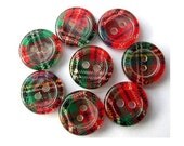 8 buttons, vintage buttons, plastic, Scottish pattern 13.5mm, for button jewelry, needlecrafts