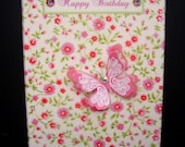 Butterfly and Flowers Personalised Card / Handmade Greeting Card
