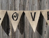 LOVE with Red Hearts Burlap Banner Wedding Valentine - We Do Custom Banners